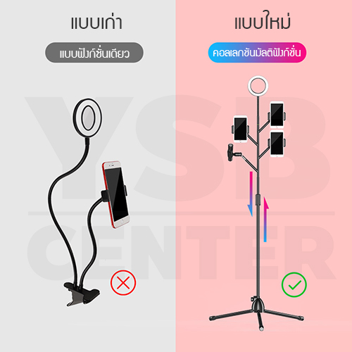 Set ขาตั้งกล้อง ชุดไลฟ์สด 3in1 ผ่าน SmartPhone พร้อมไฟ LED Selfie Ring Light ปรับความสว่างได้ 3 ระดับ รุ่น J172-SSKY-T192CM-B