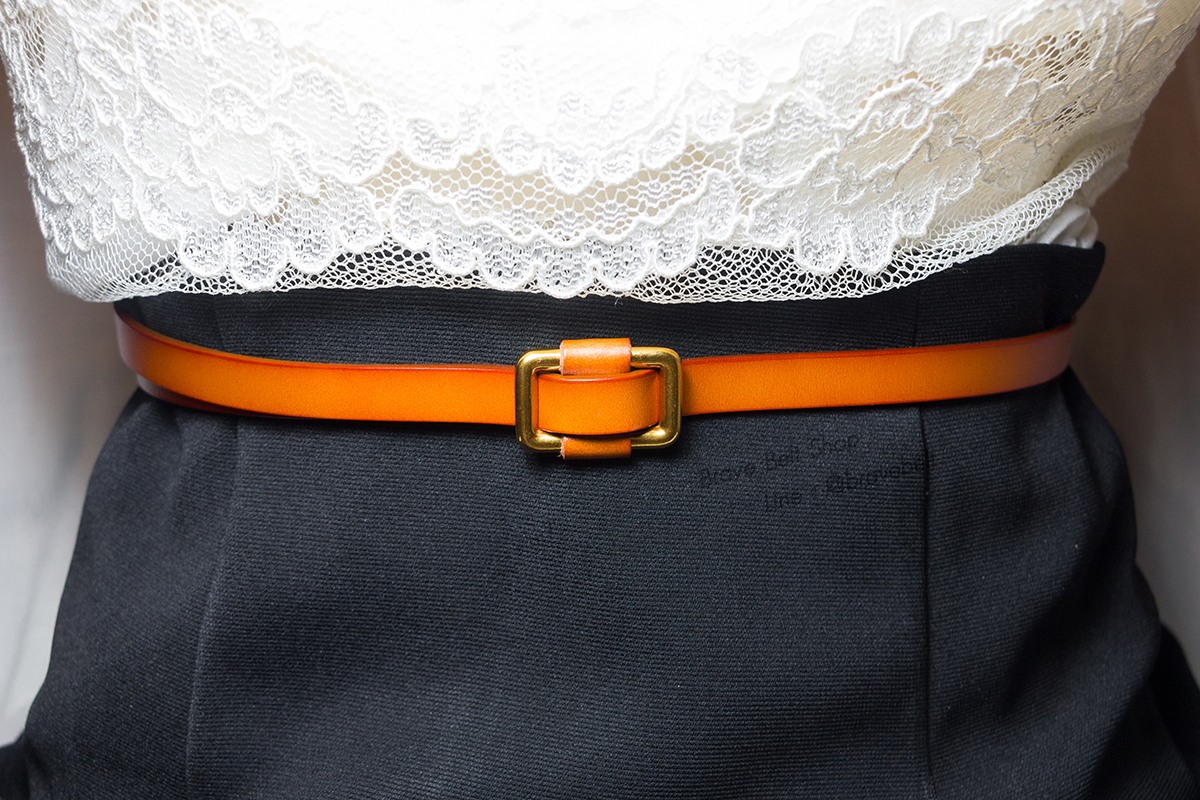 เข็มขัดหัวหนีบล็อค สาย 1.2 ซม สีน้ำตาลหัวสีทอง