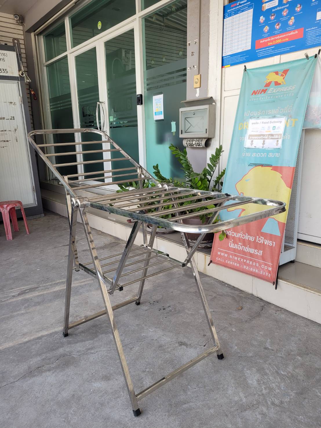 ราวตากผ้า ราวตากผ้าสแตนเลส สามารถพับและปรับระดับได้ (ไม่มีล้อ) ysb001