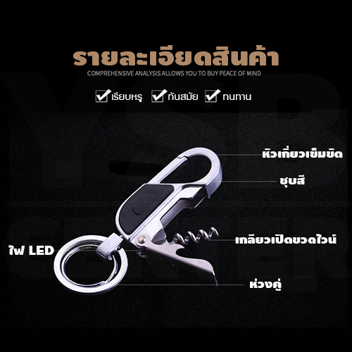 JOBON พวงกุญแจ เกรดพรีเมี่ยม แบบ 3 in 1 หนาพิเศษ ดีไซน์สวยงาม