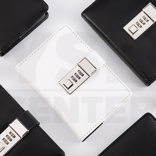 สมุดโน๊ต สมุดบันทึก ไดอารี่ สมุดเขียน A7 มีเส้น มีที่ล๊อครหัส ปกหนัง PU พกพาง่าย