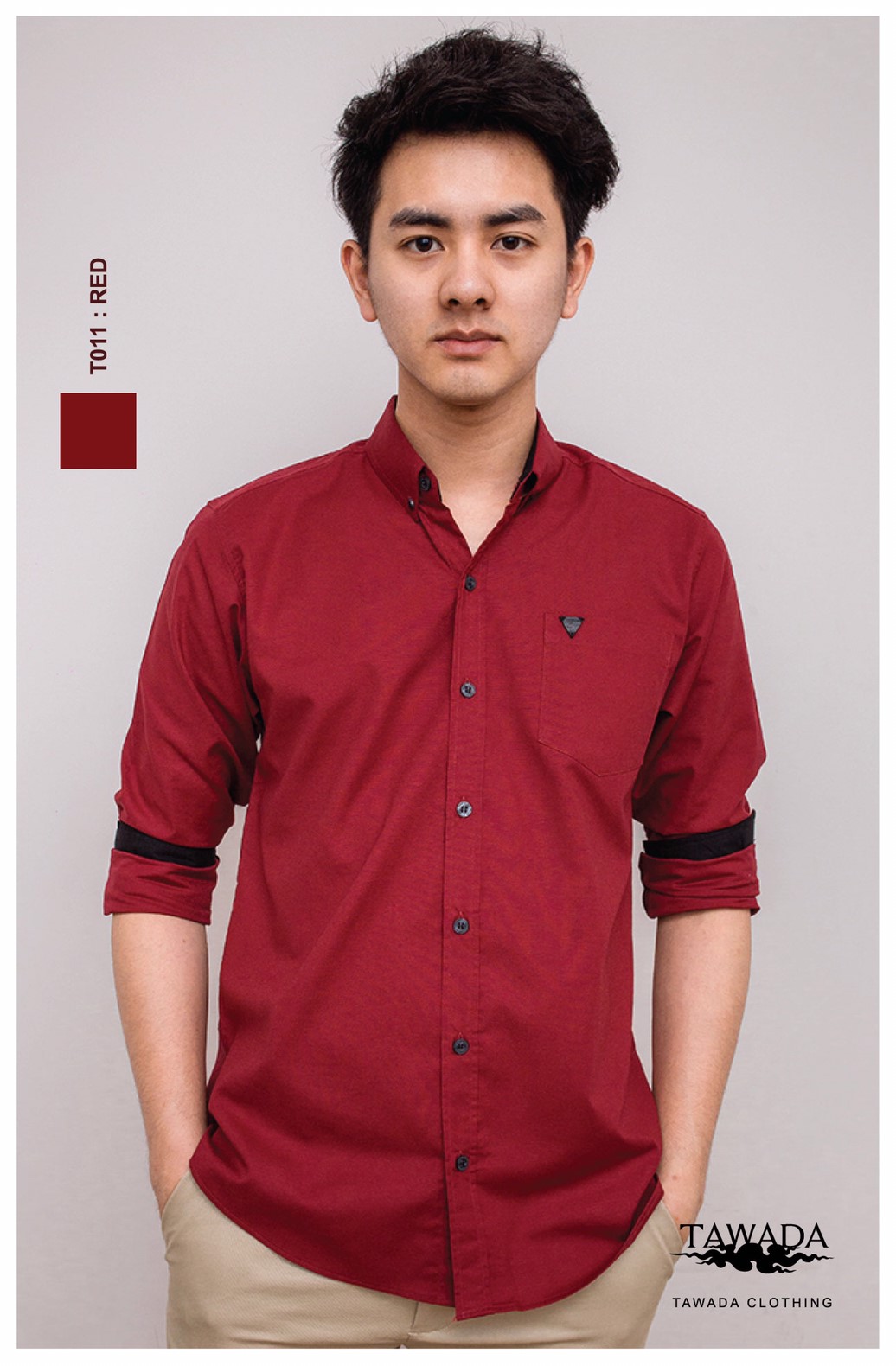 T011 สีแดง STANDARD SLIM-FIT
