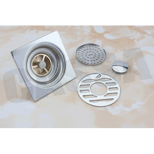 ตะแกรงท่อระบายน้ำ สแตนเลส201 กันกลิ่น กันแมลง พร้อมช่องระบายน้ำเครื่องซักผ้า สำหรับห้องน้ำ 2in1 ทรงสี่เหลี่ยม