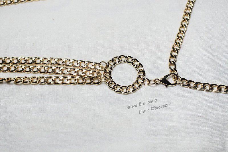 เข็มขัดโซ่สีทองปลายห้อยสวย หัวคล้องกลม