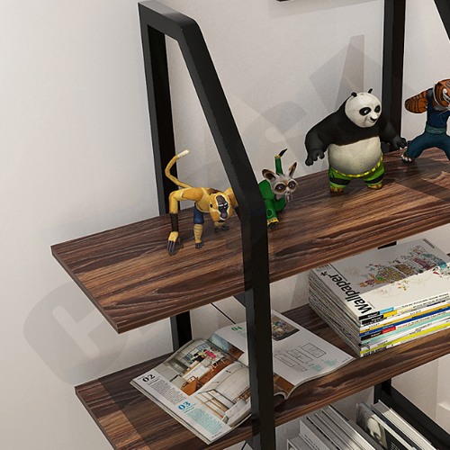 CASSA ชั้นวางของ ชั้นวางหนังสือ อเนกประสงค์ 3ชั้น ประหยัดพื้นที่ ขนาด120x80cm. (สีดำ-ลายไม้เข้ม) รุ่น 236-D451-80X28X123BB