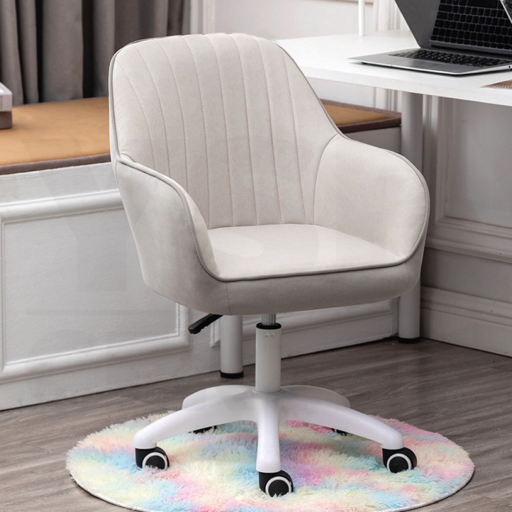 เก้าอี้ทำงาน กำมะหยี่ มีล้อปรับระดับ นั่งสบายรับน้ำหนักได้ดี มีล้อ