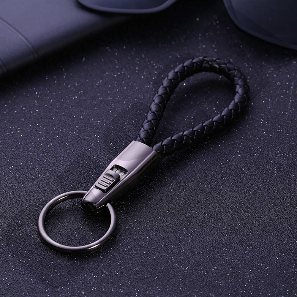 JOBON พวงกุญแจ เกรดพรีเมี่ยม หนังแท้ ถักด้วยมือ พร้อมปุ่มปลดล็อคอัจริยะ