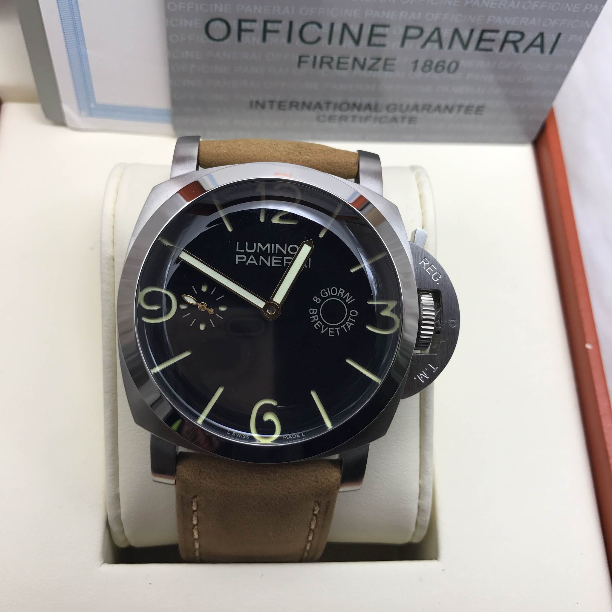 นาฬิกา Panerai รุ่น Luminor Automatic 8Day Mirror Swiss สายหนังแท้
