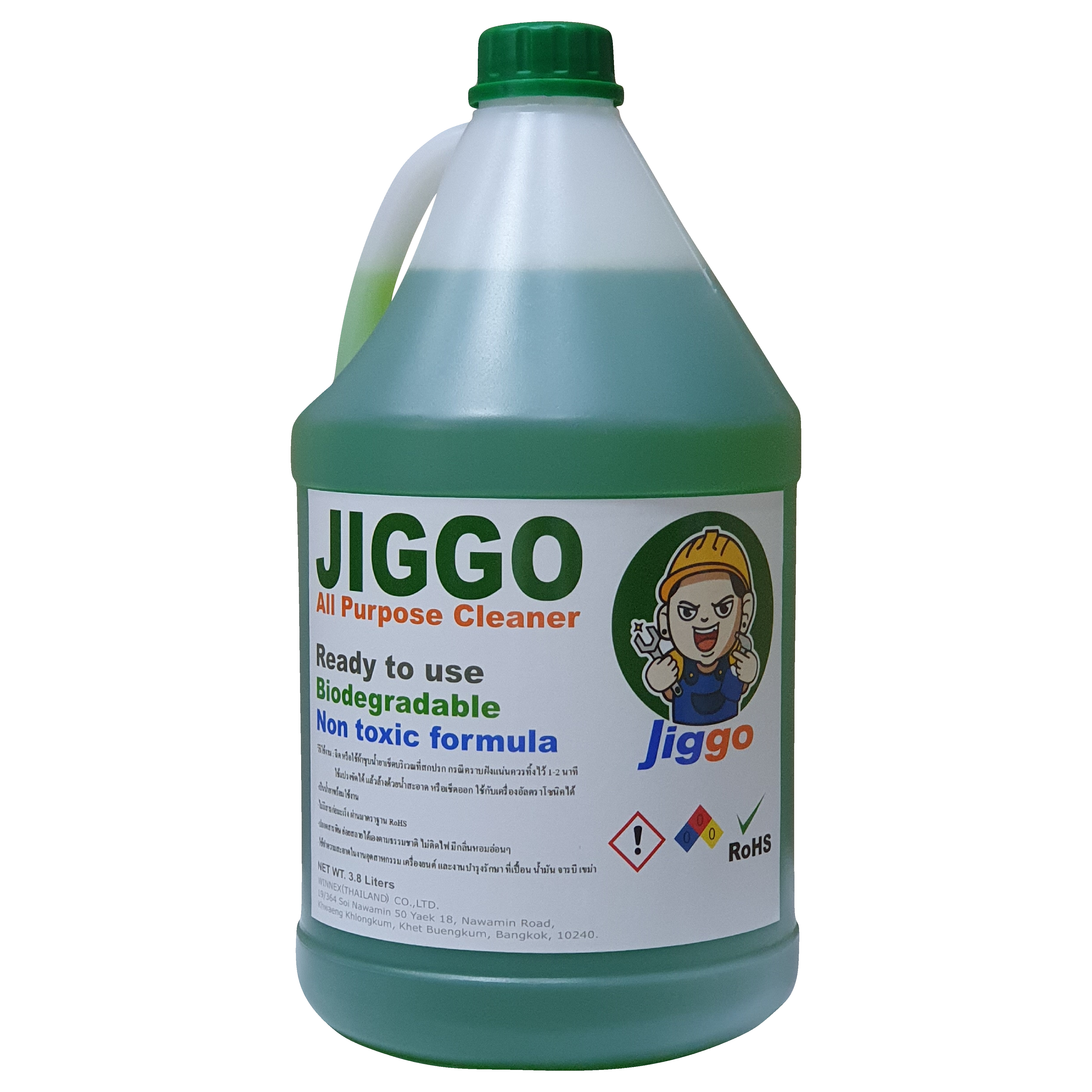 Jiggo All Purpose Cleaner (3.8 Liters) น้ำยาอเนกประสงค์ น้ำยา5ส ล้างน้ำมัน จาระบี สิ่งสกปรก ที่เปื้อน ลังพลาสติก กล่องพลาสติก กล่องอะไหล่ ลังลูกฟูก พาเลท