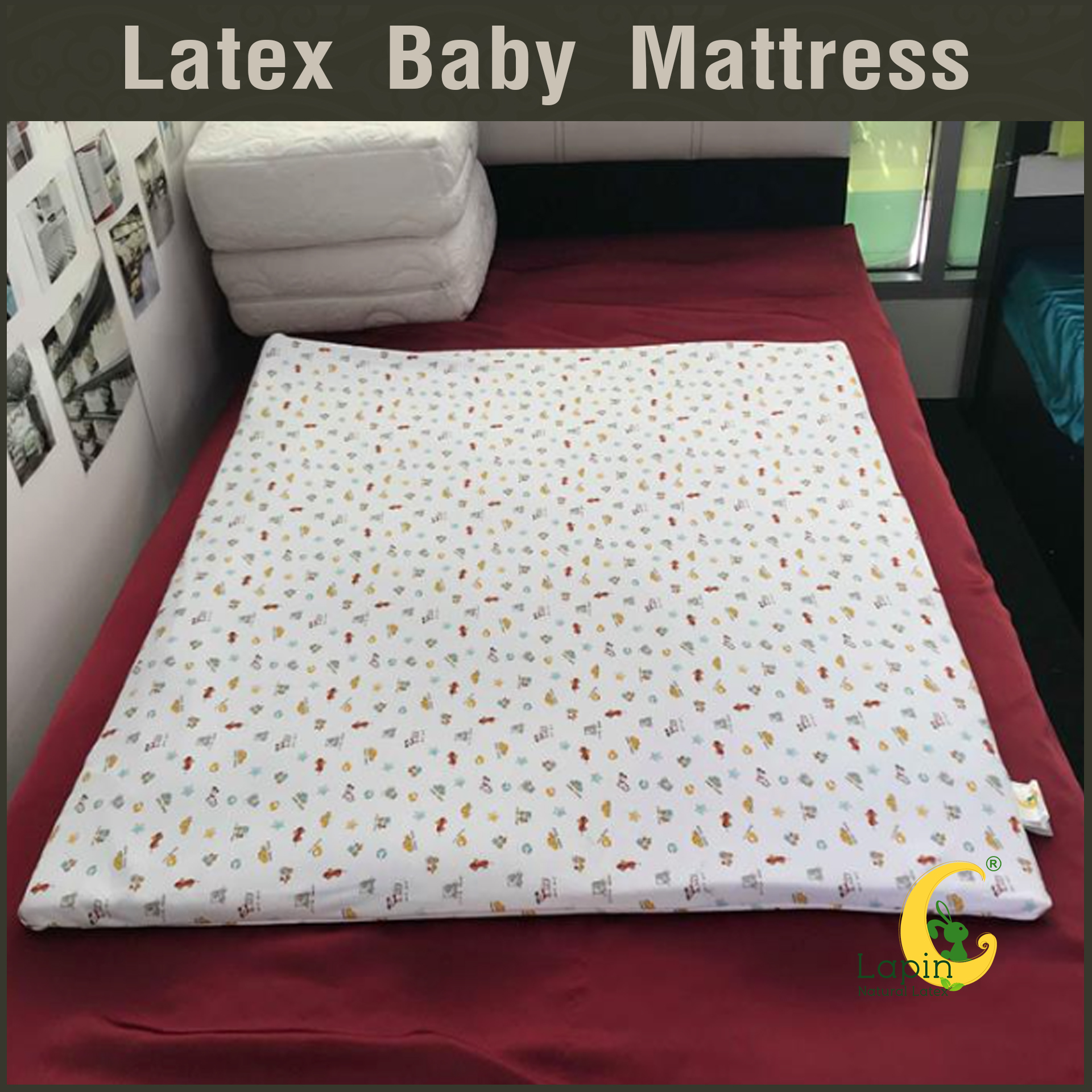 ที่นอนเด็กอ่อนยางพาราแท้ *ผ่านมาตรฐาน (ลายรถ)