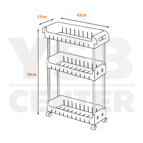 CASSA ชั้นวางของอเนกประสงค์ แบบประหยัดพื้นที่ 3ชั้น แบบล้อเลื่อน รุ่น CB0056-PST-L343