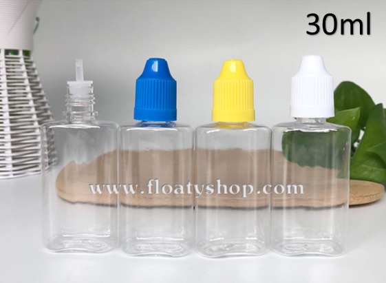 30ml PET ขวดหยดใส แบนขอบมน ฝาดับเบิ้ลล็อค