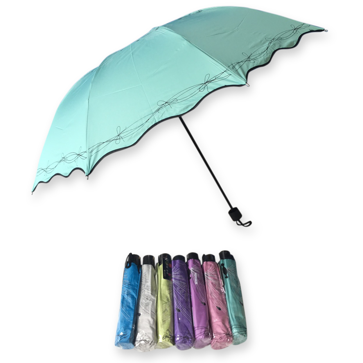 ร่ม4ตอน8ก้าน24นิ้วยูวีสีดำ รหัส 1637