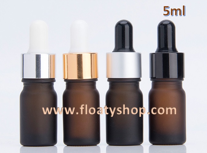 5ml ขวดแก้วสีชาขุ่น ดรอปเปอร์