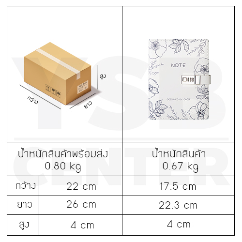 สมุดโน๊ต สมุดบันทึก ไดอารี่ สมุดเขียน A5 มีเส้น มีที่ล๊อครหัส ถนอมสายตา รุ่น J2M015-A5H0825-W