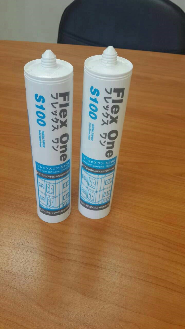 ซิลิโคน Flex-1 S-100 สี ใส ไร้กรด 100% silicone sealant waterprofing 25 หลอด / ลัง