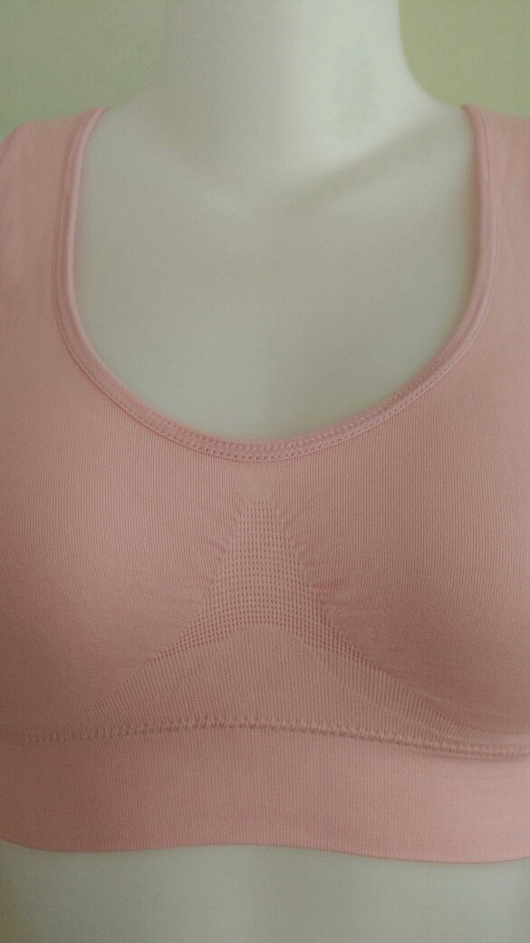บราสวมสบาย Sport bra สปอร์ตบรา หลังกล้าม T สีชมพู S/M/L