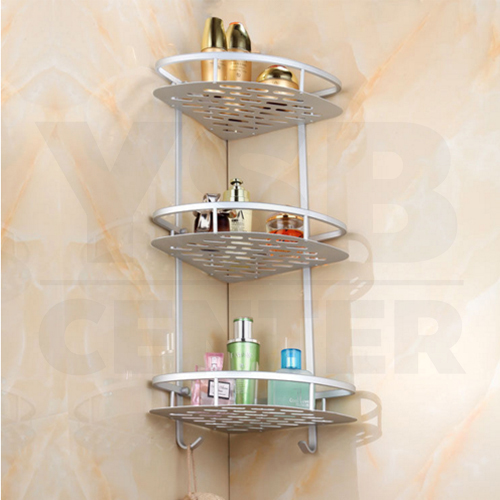 ชั้นวางของอเนกประสงค์ในห้องน้ำ 3 ชั้น แบบเข้ามุม ติดผนัง อลูมิเนียม รุ่น C1L066-ALM-8115