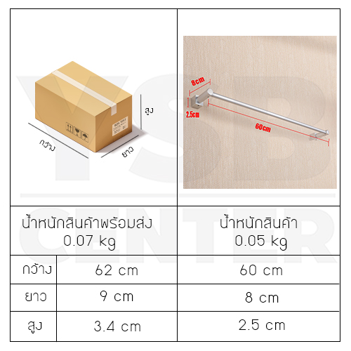 CASSA ราวแขวนผ้าอลูมีเนียม ในห้องน้ำ แบบเจาะผนัง ราวเดี่ยว รุ่นC1L046-ALM-8025-160