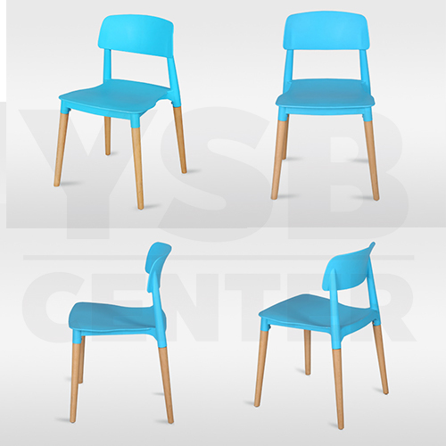 เก้าอี้พลาสติก เก้าอี้ขาไม้บีช เก้าอี้อาหาร เก้าอี้ร้านกาแฟสไตล์โมเดิร์น เก้าอี้โครงขาไม้ที่นั่งพลาสติกเกรด PP รุ่น F142 - F146