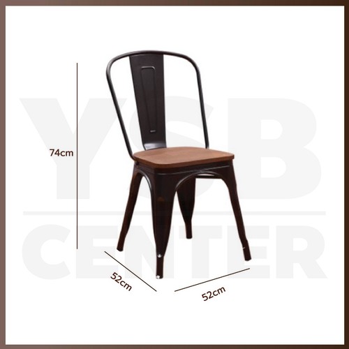 เก้าอี้ เก้าอี้สไตล์นอร์ดิก เก้าอี้ตกแต่งร้าน เก้าอี้ทานอาหาร เก้าอี้ท๊อปไม้ ขาเหล็ก สีดำ YL030-KM708-B