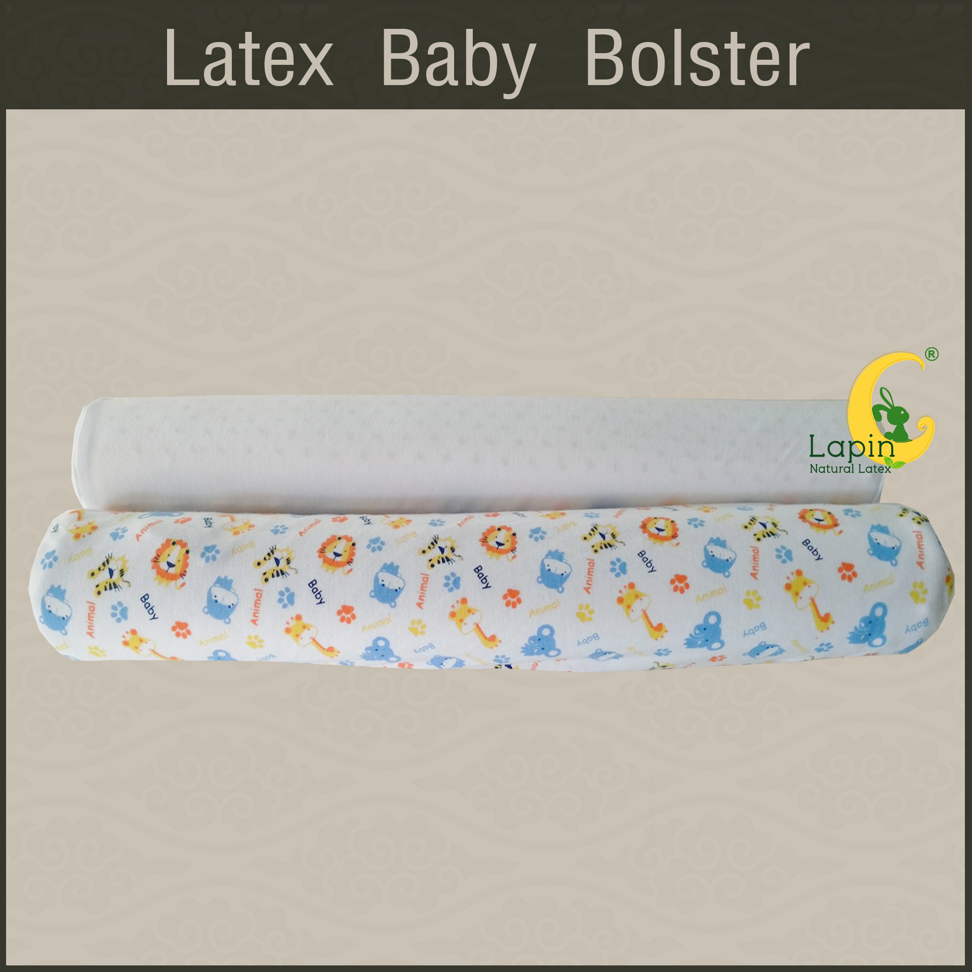 หมอนข้างยางพาราสำหรับเด็กทารก พร้อมปลอก (ลายสัตว์น่ารัก)