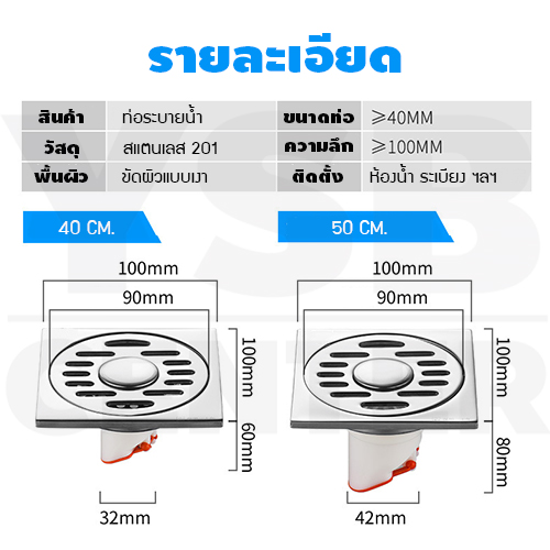 เซทตะแกรงระบายน้ำ + หัวต่อชุปโคเมี่ยม ท่อน้ำทิ้ง สแตนเลสแท้ กันกลิ่น กันแมลง รุ่น C1L145 ,C1L149