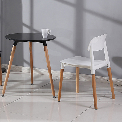 เก้าอี้พลาสติก เก้าอี้ขาไม้บีช เก้าอี้อาหาร เก้าอี้ร้านกาแฟสไตล์โมเดิร์น เก้าอี้โครงขาไม้ที่นั่งพลาสติกเกรด PP รุ่น F142 - F146