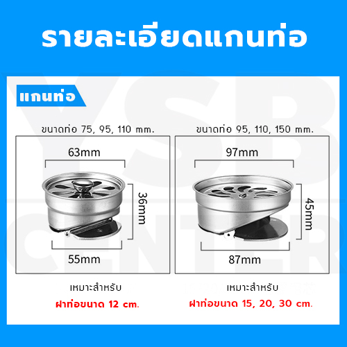 ตะแกรงระบายน้ำ สแตนเลส 304 กันกลิ่น กันแมลง ทรงสี่เหลี่ยมลายเส้นตรง รุ่น CM0022 - CM0029