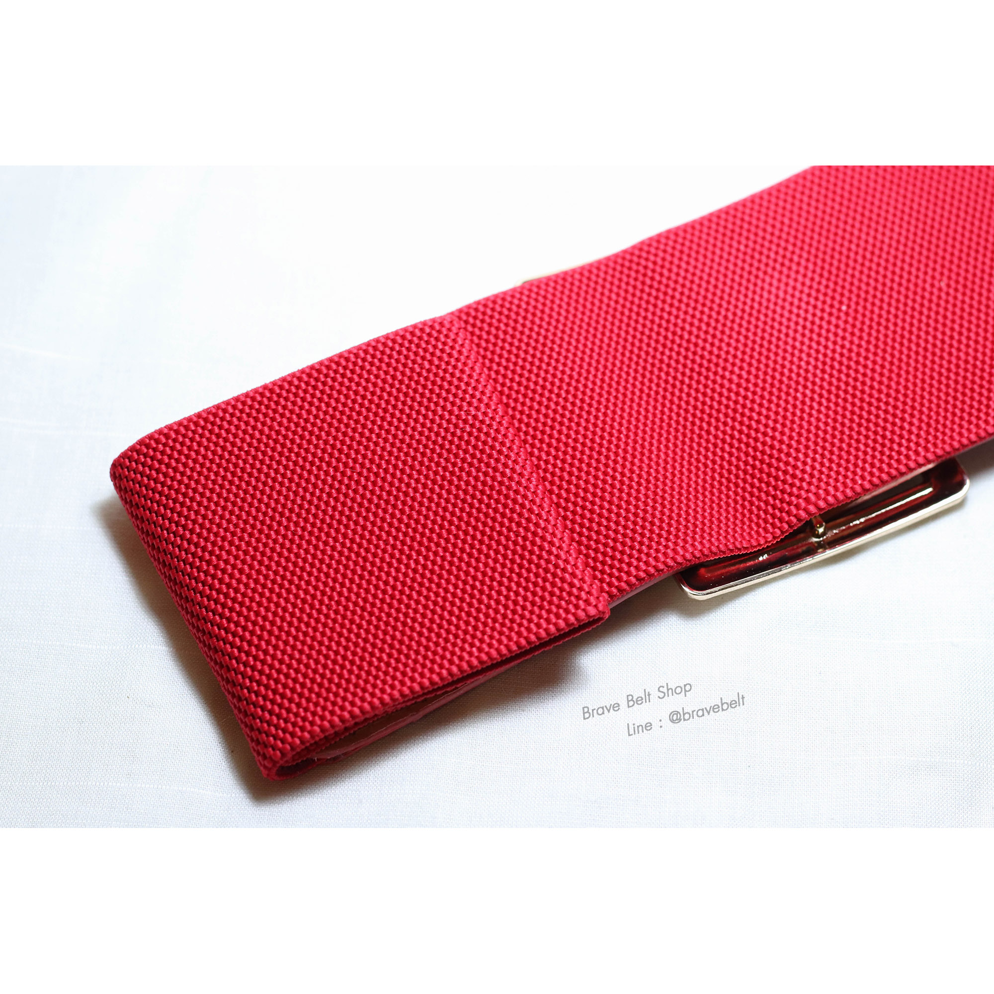 เข็มขัดสีแดงของผู้หญิงแบบผ้ายืดฟรีไซต์