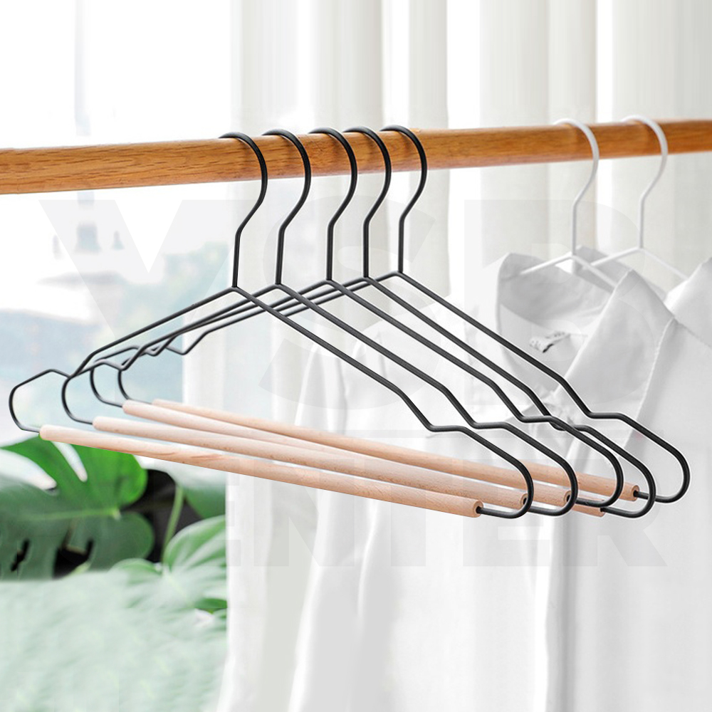 ไม้แขวนเสื้อ ไม้แขวนสูท รักษาทรง ไม้แขวนเสื้อแฟชั่น แพค 5 ชิ้น