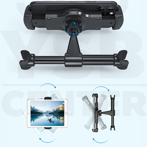 อุปกรณ์หนีบ มือถือ และ แท็บแล็ต หลังเบาะรถยนต์ แข็งแรงไม่หล่นง่าย (สีดำ) รุ่นJ1M023-C1-B