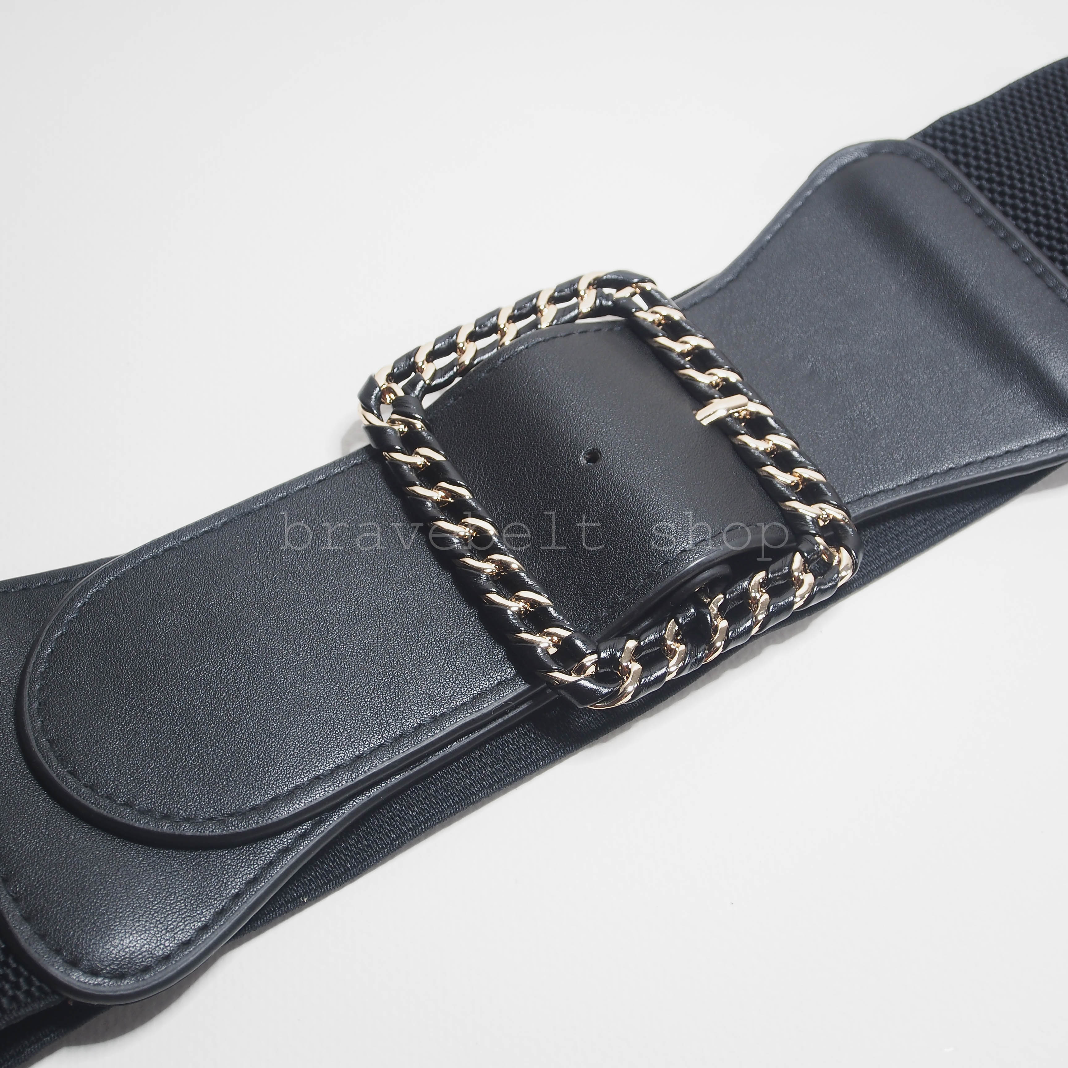 เข็มขัดผ้ายืดผู้หญิงแฟชั่นสีดำสวย น่าใส่มากๆเลยทีเดียว ใส่กับเดรสก็สวย