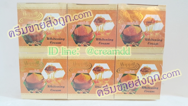 ครีมขมิ้นผสมน้ำผึ้ง Happy ครีมแก้สิว ครีมหน้าใส กล่องสีส้ม เนื้อขมิ้นแท้ ขายส่งถูก Whitening Cream