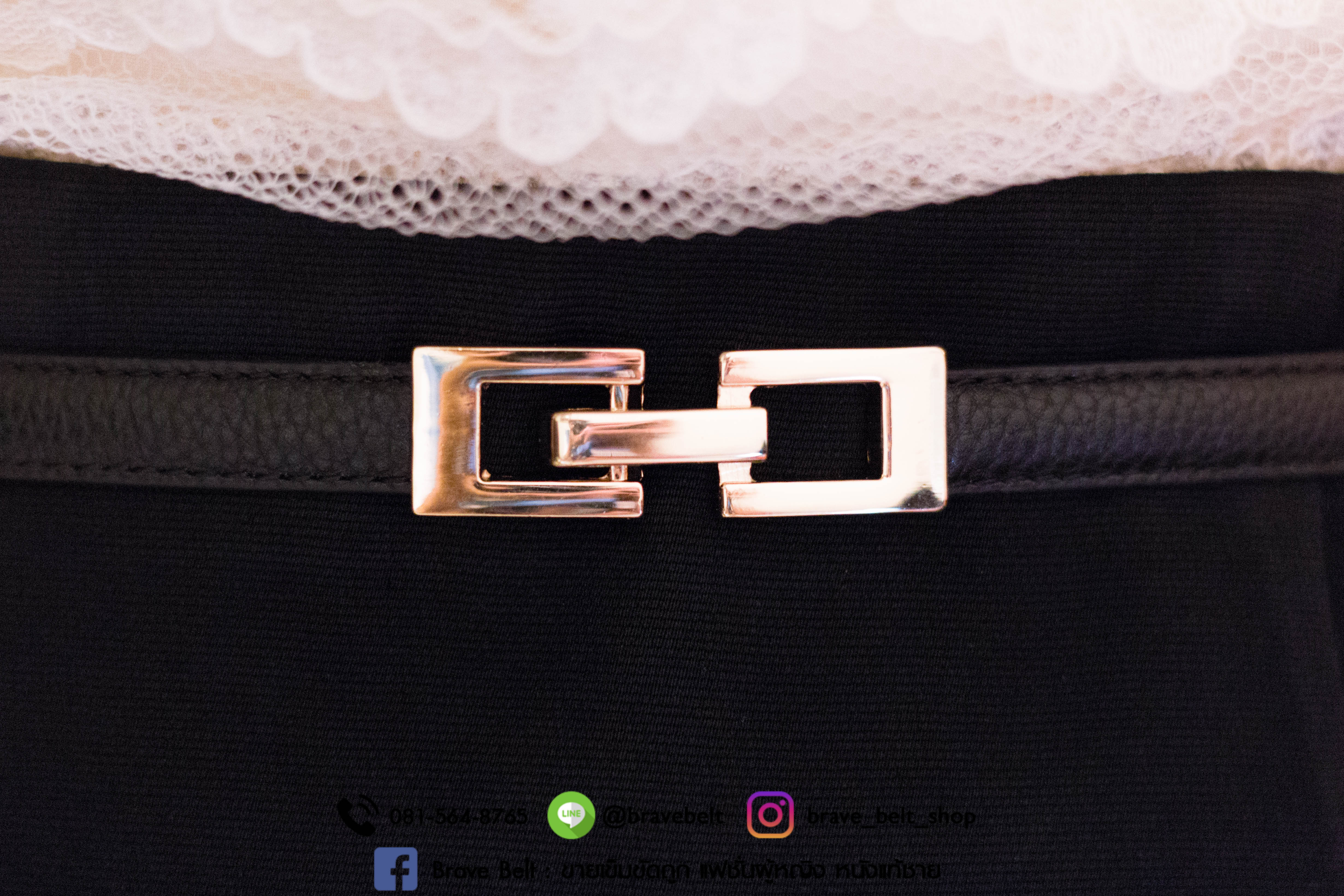 เข็มขัดปรับขนาดสายได้ หัวล็อคเหล็กสีทอง