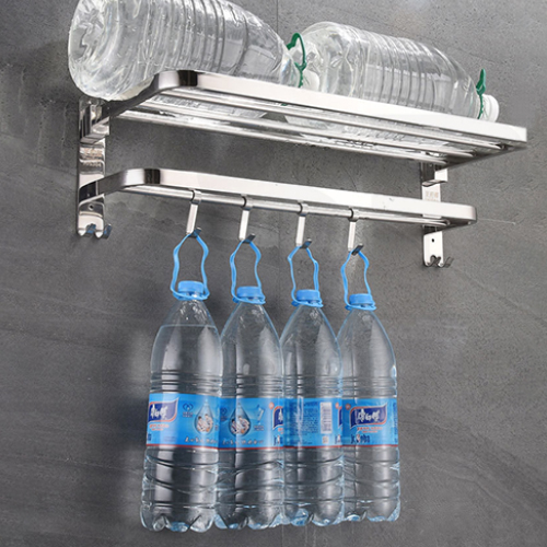 ราวแขวนผ้า 2 ชั้นพับได้ ไม่เป็นสนิม สแตนเลสแท้ 304 ติดผนัง รุ่น C1L042 - C1L043