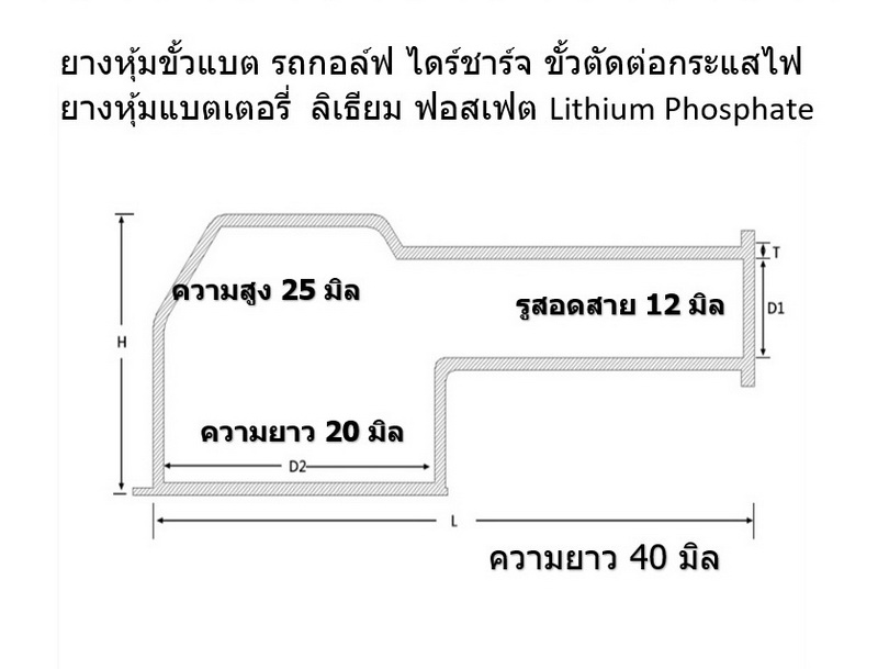 100 ชิ้น เฉพาะสีแดง RED ยางหุ้มขั้วแบต รถกอล์ฟ ความยาว 40 มิล x รูปิดขั้ว 20 x รูใส่สาย 12 มิล ไดร์ชาร์จ ขั้วตัดต่อกระแสไฟ ยางหุ้มแบตเตอรี่ ลิเธียม ฟอสเฟต Lithium Phosphate