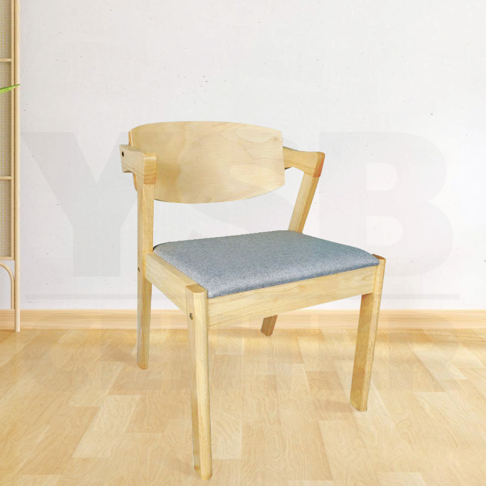 เก้าอี้ทานข้าว ไม้ยางพาราแท้ ที่นั่งเบาะผ้า นั่งสบาย รับน้ำหนักได้เยอะ