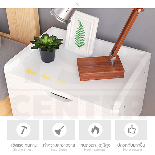 CASSA โต๊ะข้างเตียง ตู้ข้างเตียง ชั้นวางข้างเตียงสไตล์สแกนดิเนเวียน แบบ 3 ชั้น + 1ลิ้นชัก (สีขาว) ขนาด 40x30x57 cm. รุ่น F80-40x30x57-1WY