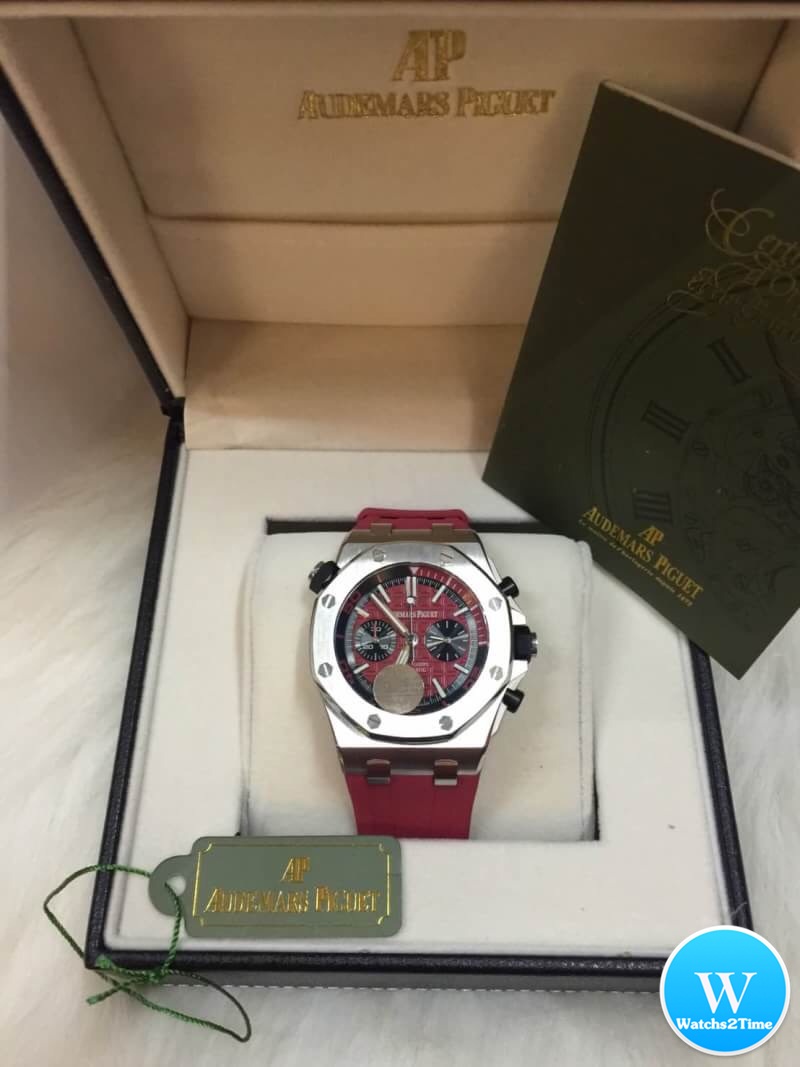 นาฬิกา Audemars Piguet Royal Oak Offshore Diver Chronograpp สีเงิน สายยางสีแดง