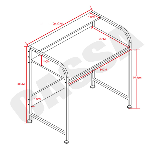โต๊ะทำงาน โต๊ะสำนักงาน โต๊ะอเนกประสงค์ โต๊ะคอมพิวเตอร์ โต๊ะอ่านหนังสือ พร้อมราวกั้น ทั้ง2ด้าน ยาว104cm (สีดำ-ลายไม้เข้ม) รุ่น 233-B281-104X50X88BB