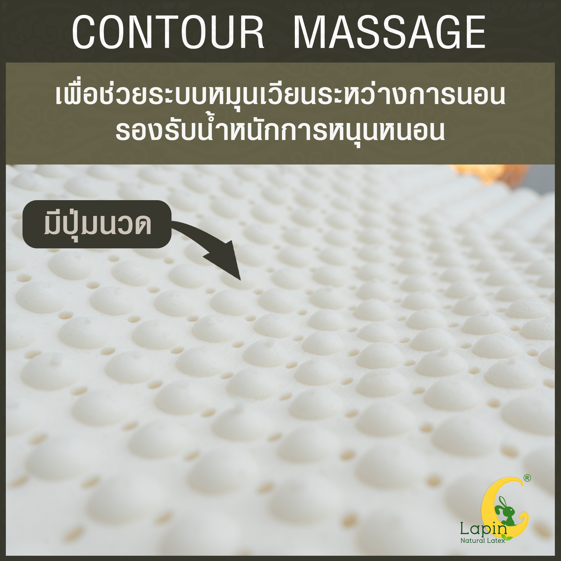 ชุดของขวัญ หมอนยางพาราแท้ 100% (LAPIN) รุ่น คอนทัวร์มาสสาจ (CM) 2 ใบ สุดคุ้ม