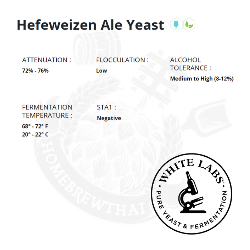 WLP300 Hefeweizen Ale Yeast® (70 ml) By Homebrewthai