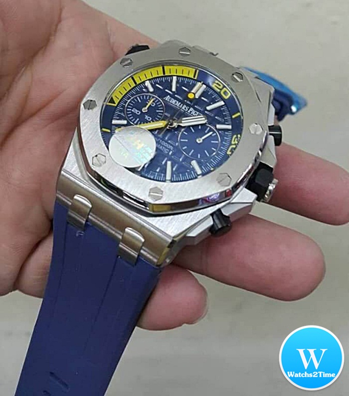 นาฬิกา Audemars Piguet Royal Oak Offshore Diver Chronograpp สีเงิน สายยางสีนํ้าเงิน