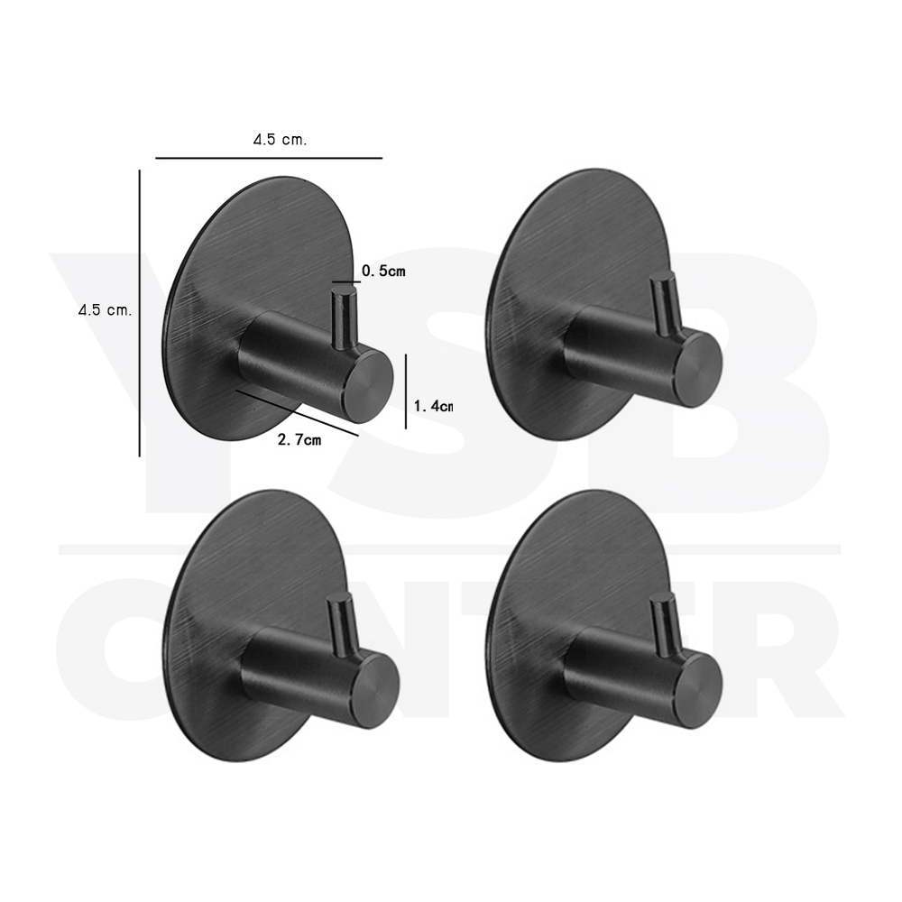 ตะขอแขวน ติดผนัง สแตนเลส ติดผนังไม่เป็นรอย ผลิตจากสแตนเลส เกรด 304 (แพ็ค4 ชิ้น) แบบติดผนัง