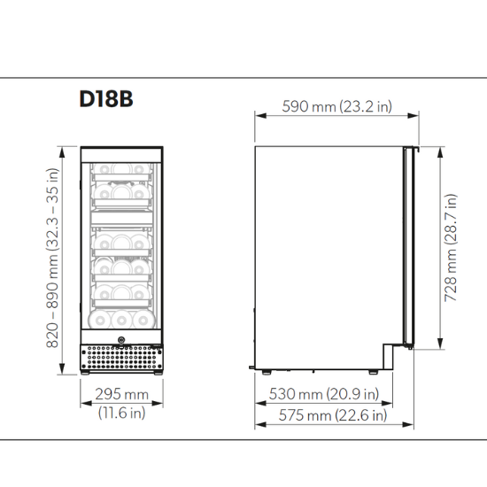 Dometic D18B ตู้แช่ไวน์ 18 ขวด