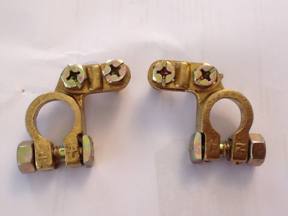 ขั้วแบตเตอรี่ ทองเหลืองแท้ บวก - ลบ Brass battery terminals คู่ละ