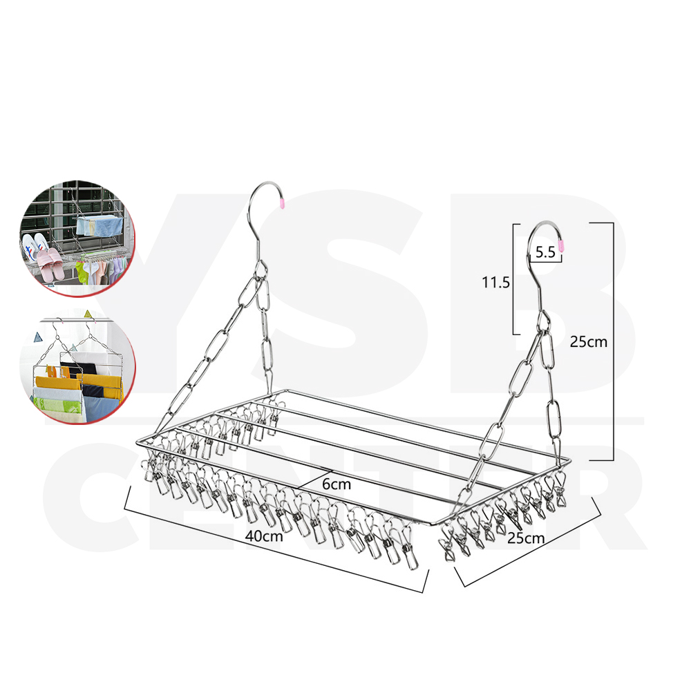 ราว ราวหนีบผ้า ราวสแตนเลส พวงหนีบผ้า ห่วงตากผ้าสแตนเลส แบบสี่เหลี่ยม ราวอเนกประสงค์