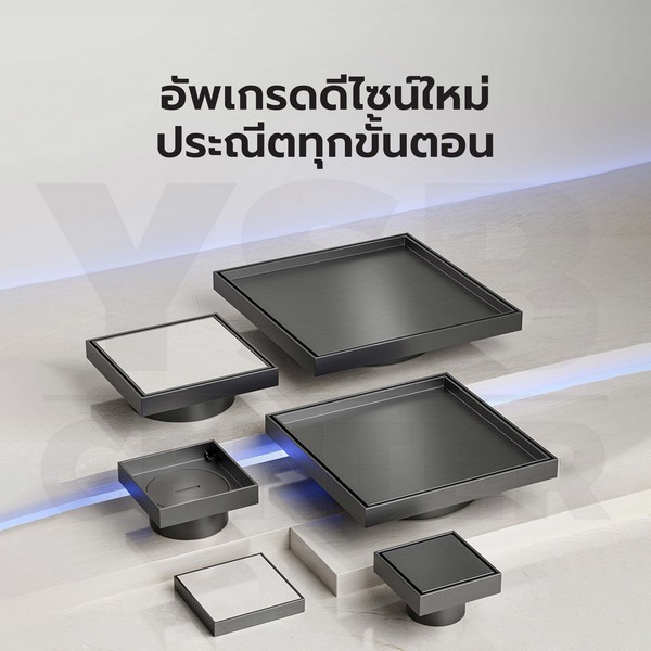 ฝาท่อ ปิดบ่อเกรอะ ท่อส้วม สแตนเลส 304 (ทั้งชิ้น) กันกลิ่น กันแมลง ปูกระเบื้องทับได้ ทำความสะอาดง่าย สีดำเทา CM0147 - CM0151