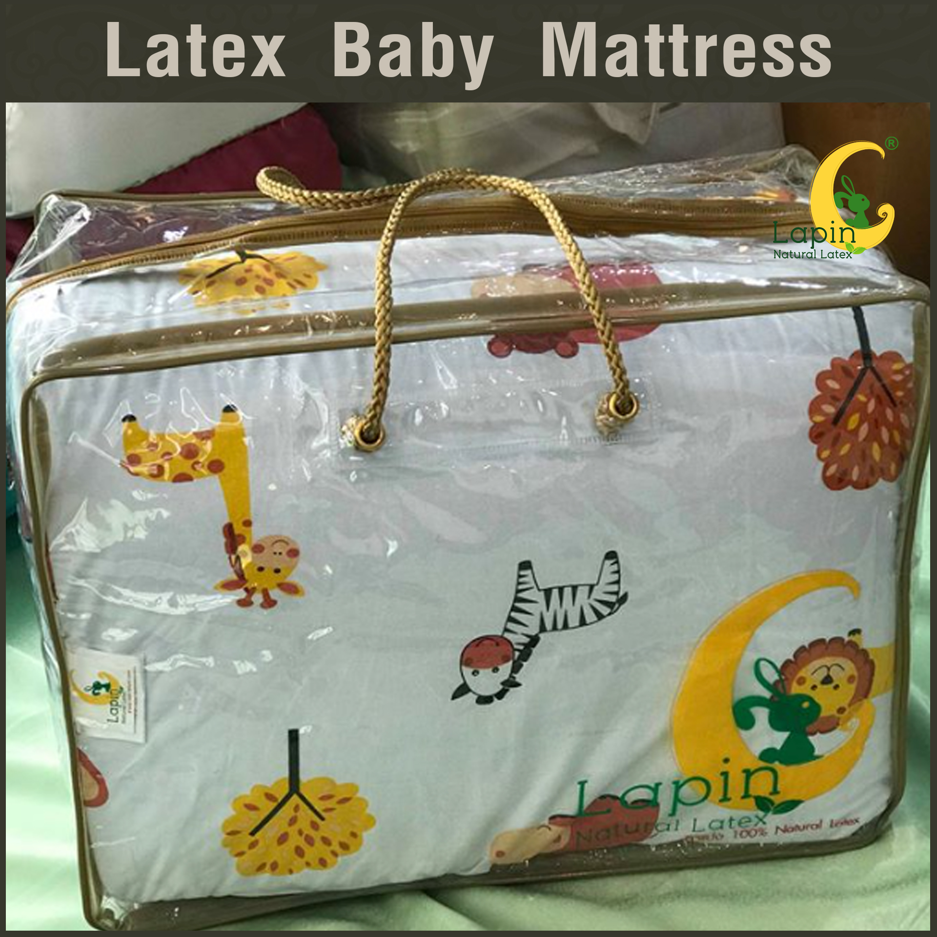 ที่นอนเด็กอ่อนยางพาราแท้ *ผ่านมาตรฐาน (ลายช้างต้นไม้)